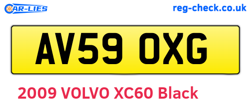 AV59OXG are the vehicle registration plates.
