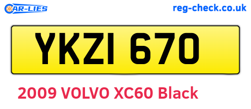 YKZ1670 are the vehicle registration plates.