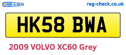 HK58BWA are the vehicle registration plates.