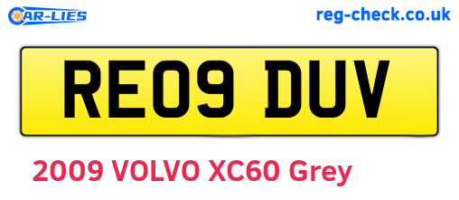 RE09DUV are the vehicle registration plates.