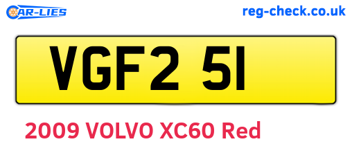 VGF251 are the vehicle registration plates.