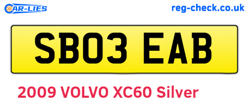 SB03EAB are the vehicle registration plates.