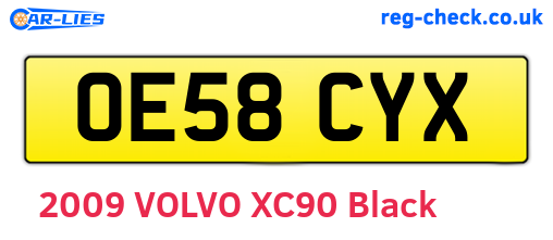 OE58CYX are the vehicle registration plates.