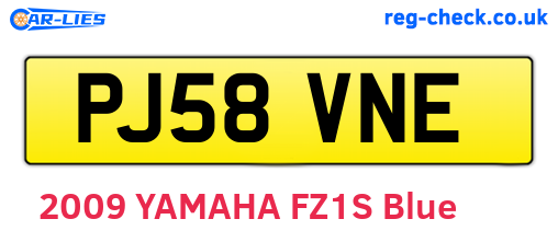 PJ58VNE are the vehicle registration plates.