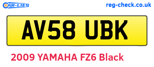 AV58UBK are the vehicle registration plates.