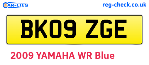 BK09ZGE are the vehicle registration plates.