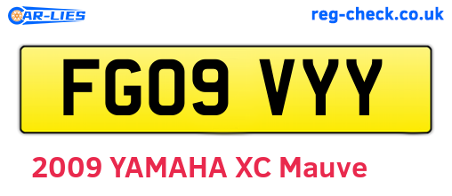 FG09VYY are the vehicle registration plates.