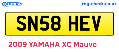 SN58HEV are the vehicle registration plates.