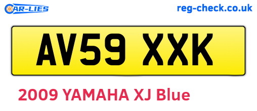 AV59XXK are the vehicle registration plates.