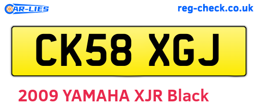 CK58XGJ are the vehicle registration plates.