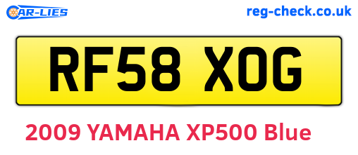 RF58XOG are the vehicle registration plates.