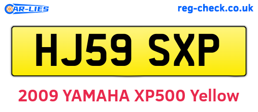 HJ59SXP are the vehicle registration plates.