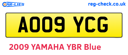 AO09YCG are the vehicle registration plates.