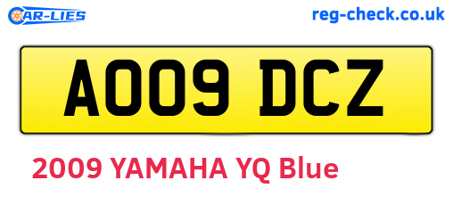 AO09DCZ are the vehicle registration plates.