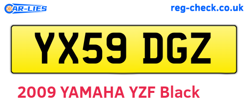 YX59DGZ are the vehicle registration plates.