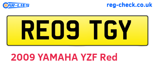 RE09TGY are the vehicle registration plates.
