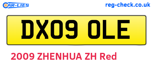 DX09OLE are the vehicle registration plates.