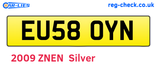 EU58OYN are the vehicle registration plates.