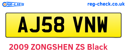AJ58VNW are the vehicle registration plates.