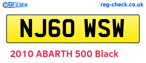 NJ60WSW are the vehicle registration plates.