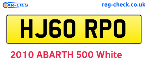HJ60RPO are the vehicle registration plates.