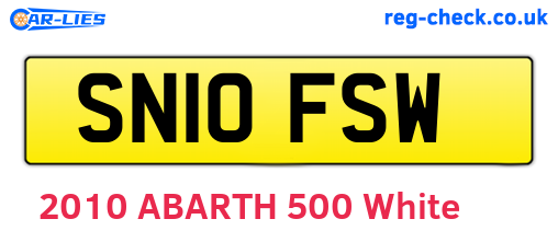 SN10FSW are the vehicle registration plates.