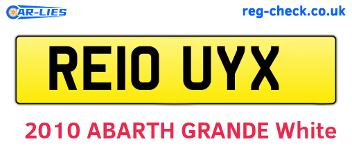 RE10UYX are the vehicle registration plates.