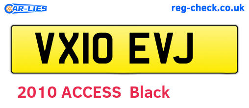 VX10EVJ are the vehicle registration plates.