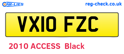 VX10FZC are the vehicle registration plates.