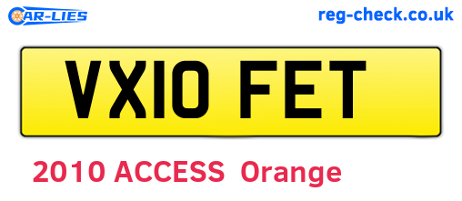 VX10FET are the vehicle registration plates.