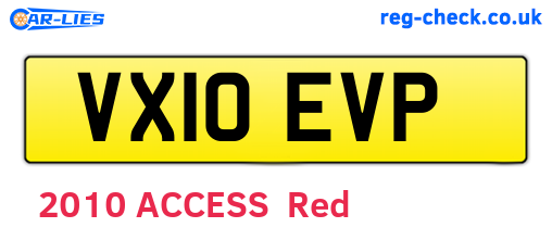 VX10EVP are the vehicle registration plates.