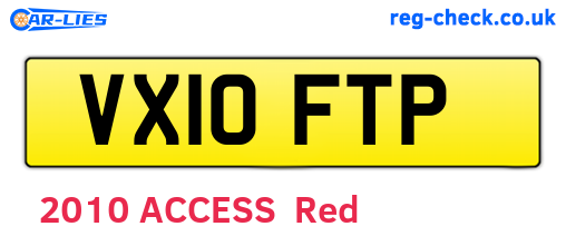 VX10FTP are the vehicle registration plates.