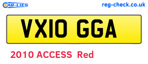VX10GGA are the vehicle registration plates.