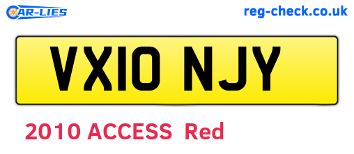 VX10NJY are the vehicle registration plates.