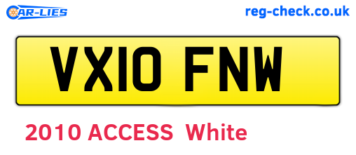 VX10FNW are the vehicle registration plates.