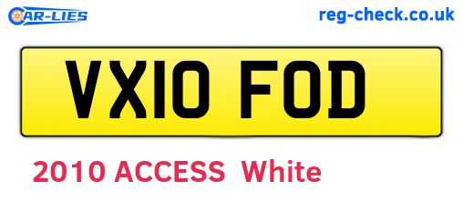 VX10FOD are the vehicle registration plates.