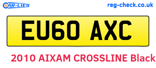 EU60AXC are the vehicle registration plates.