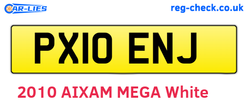PX10ENJ are the vehicle registration plates.