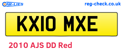 KX10MXE are the vehicle registration plates.