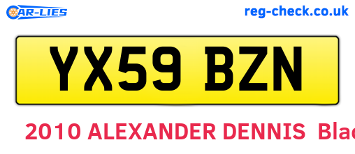 YX59BZN are the vehicle registration plates.