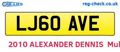LJ60AVE are the vehicle registration plates.