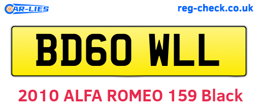BD60WLL are the vehicle registration plates.