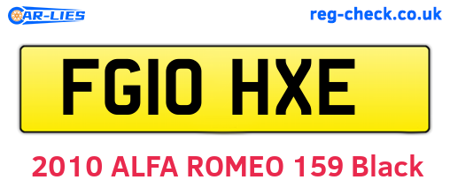 FG10HXE are the vehicle registration plates.