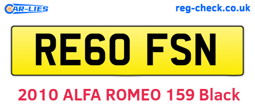 RE60FSN are the vehicle registration plates.