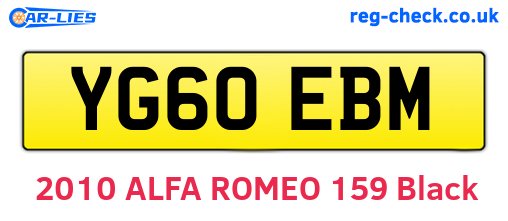 YG60EBM are the vehicle registration plates.