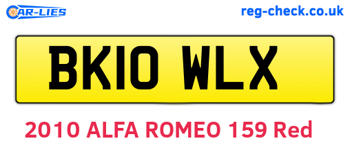 BK10WLX are the vehicle registration plates.