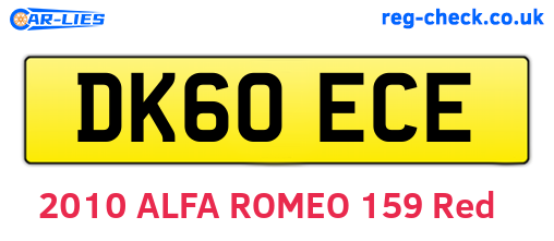DK60ECE are the vehicle registration plates.