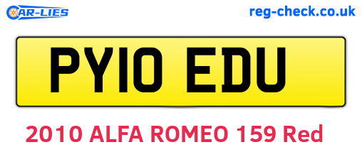 PY10EDU are the vehicle registration plates.