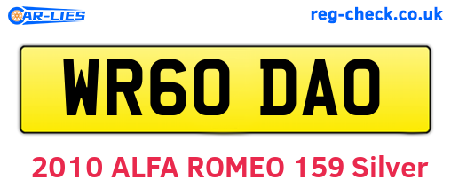 WR60DAO are the vehicle registration plates.