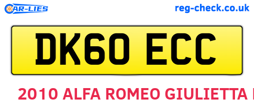 DK60ECC are the vehicle registration plates.